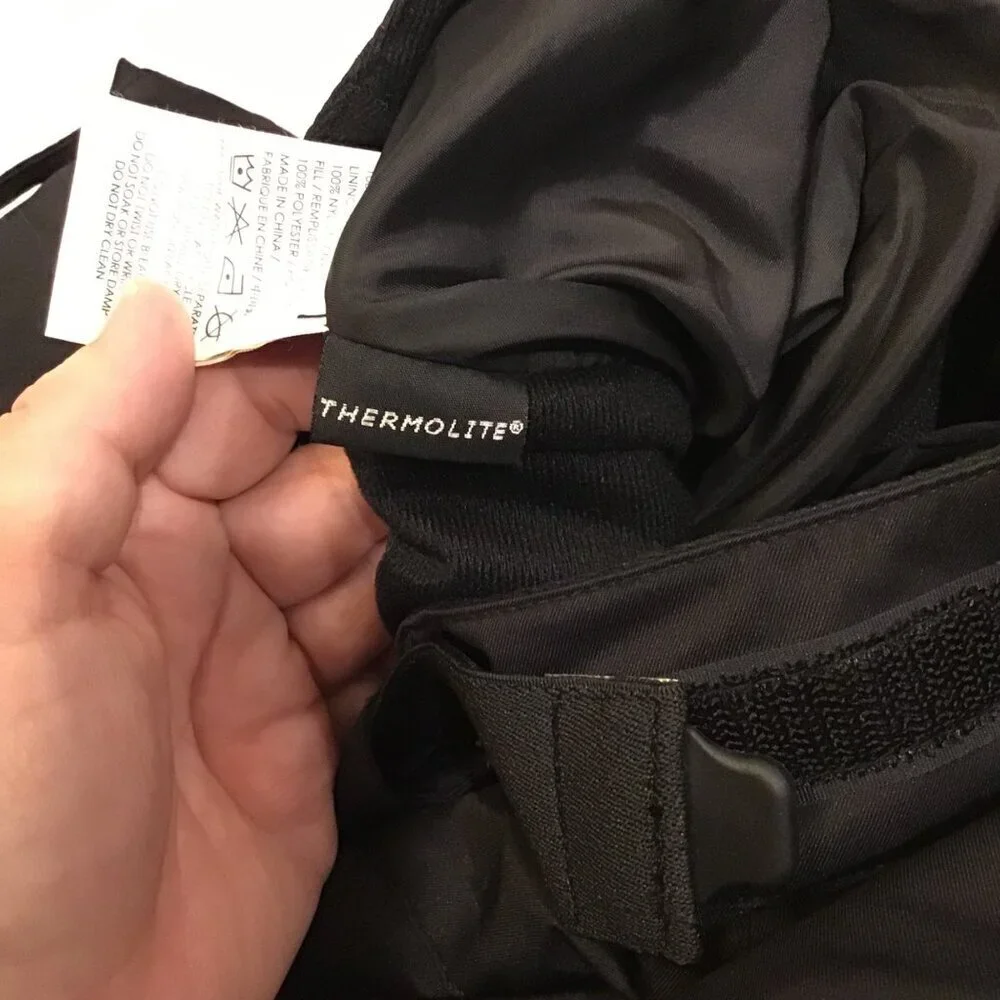 FERA 32R Men’s Ski Snow Pants Black Thermolite Pockets Zip Fly 2-Snap Logo